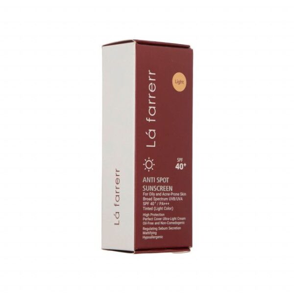 کرم ضد آفتاب و ضد لک فاقد چربی SPF 40 لافارر مناسب پوست چرب و مستعد آکنه حجم 40 میلی لیتر - رنگ روشن -