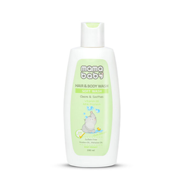 شامپو سر و بدن نوزاد مامابیبی 200 میل|Mama Baby Baby Hair And Body Shampoo Contains Wheat Germ Oil -