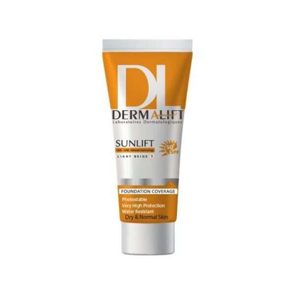 کرم ضد آفتاب SPF50 درمالیفت مناسب پوست های خشک و معمولی شماره 1 حجم 40 میلی لیتر - بژ روشن -