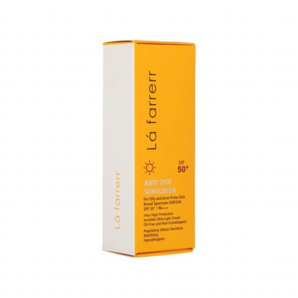 کرم ضد آفتاب و ضد لک فاقد چربی SPF50 لافارر مناسب پوست چرب و مستعد آکنه حجم 40 میلی لیتر - بی رنگ -