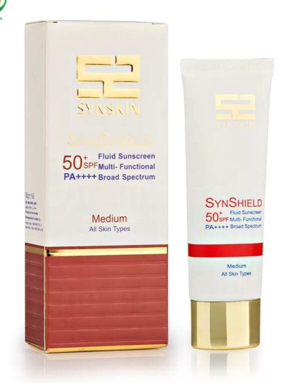 ضد آفتاب فلوئید 50+ SPF ساین شیلد ساین اسکین، رنگی مدیوم ، مناسب انواع پوست -