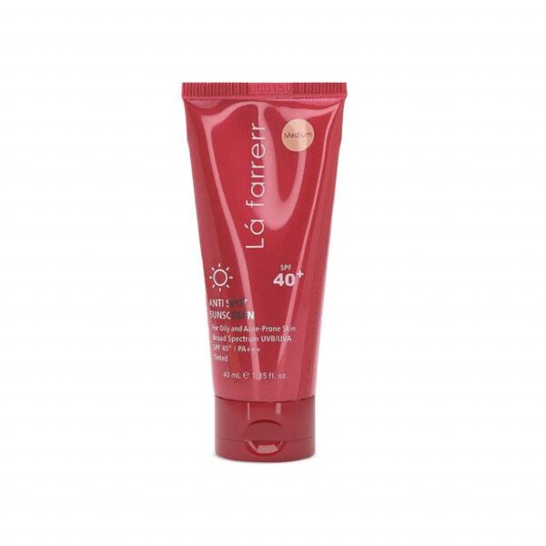 کرم ضد آفتاب و ضد لک فاقد چربی SPF 40 لافارر مناسب پوست چرب و مستعد آکنه حجم 40 میلی لیتر - رنگ متوسط -