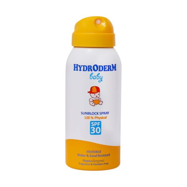 اسپری ضد آفتاب فیزیکال صورت و بدن کودک هیدرودرم SPF 30 حجم 100 میلی لیتر -