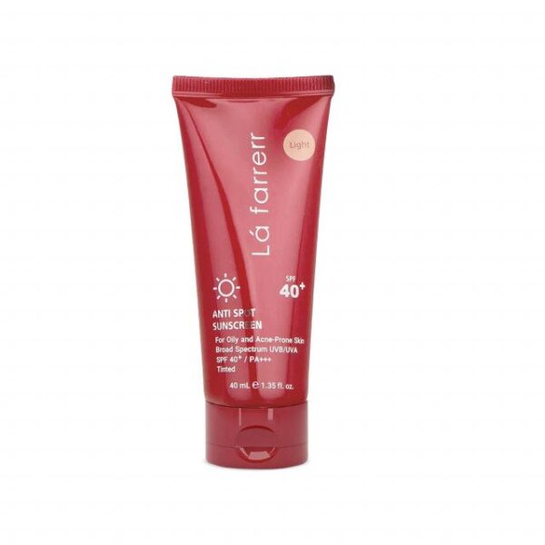 کرم ضد آفتاب و ضد لک فاقد چربی SPF 40 لافارر مناسب پوست چرب و مستعد آکنه حجم 40 میلی لیتر - رنگ روشن -
