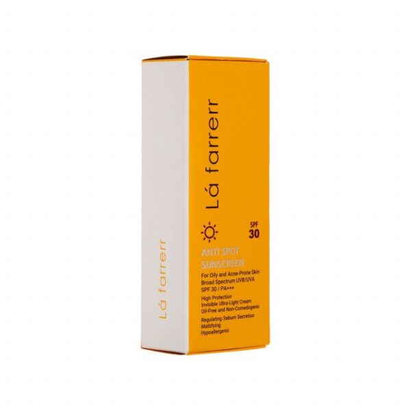 کرم ضد آفتاب و ضد لک فاقد چربی SPF30 لافارر مناسب پوست چرب و مستعد آکنه حجم 40 میلی لیتر - بی رنگ -