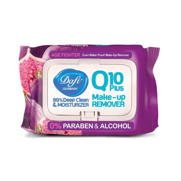 دستمال مرطوب پاک کننده آرایش دافی مدل Q10 طرح میوه انجیر بسته 50 عددی -
