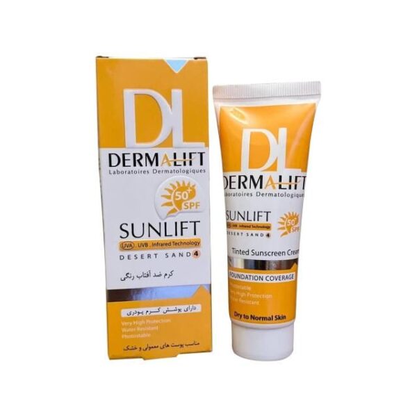 کرم ضد آفتاب SPF50 درمالیفت مناسب پوست های خشک و معمولی شماره 4 حجم 40 میلی لیتر - شن صحرایی -