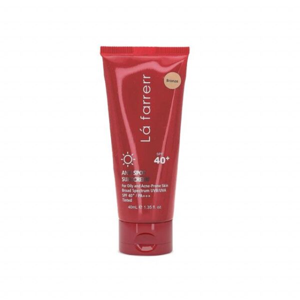 کرم ضد آفتاب و ضد لک فاقد چربی SPF 40 لافارر مناسب پوست چرب و مستعد آکنه حجم 40 میلی لیتر - برنز -